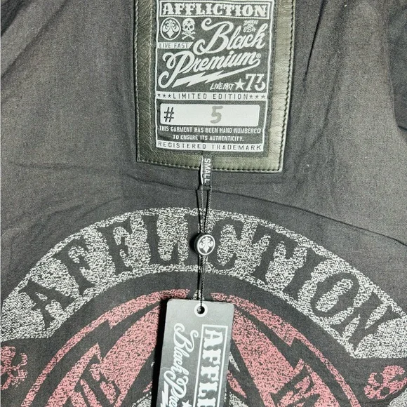 Affliction leather jacket LIMITED EDITION BLACK SZ S - Picture 9 of 11